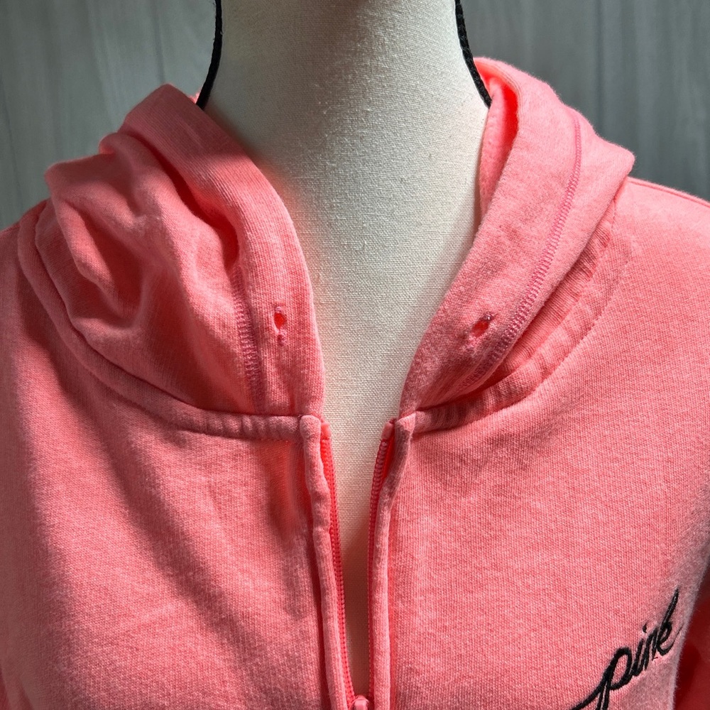 PINK Victors Secret Pink Zippered Hoodie Size Small - Picture 6 of 9